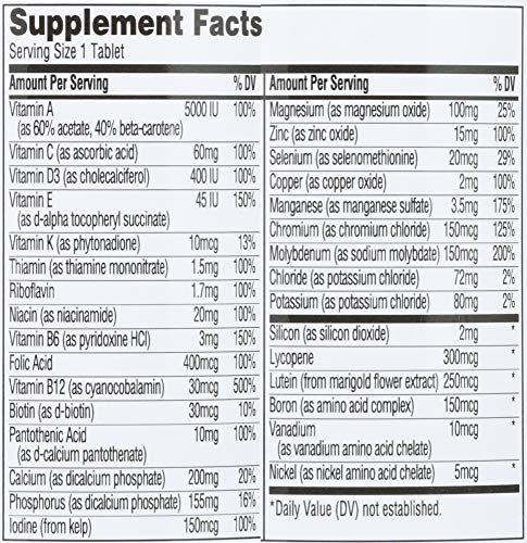 Multivitaminas sin hierro 365 para adultos mayores de 50 años