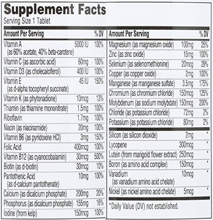 Multivitaminas sin hierro 365 para adultos mayores de 50 años