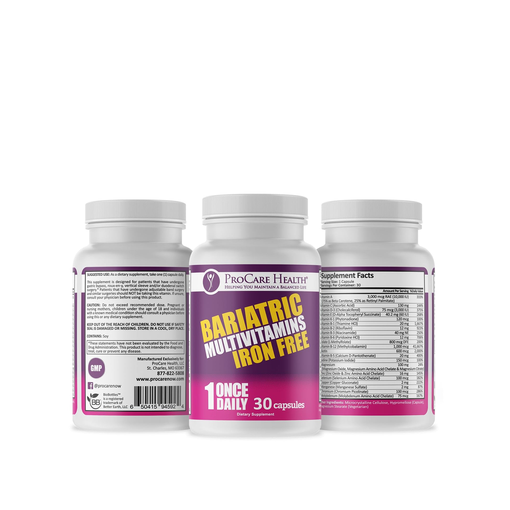 Multivitaminas sin hierro, post operación ProCare Health