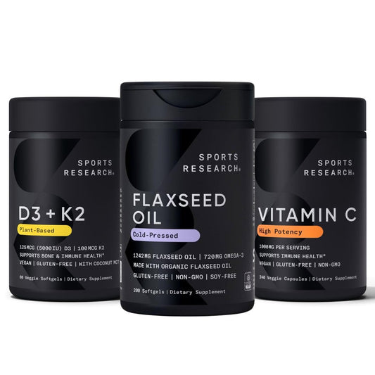 Paquete de multivitaminas Sports Research con aceite de linaza y vitaminas