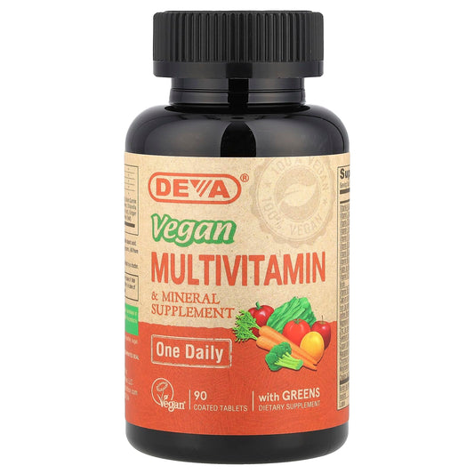 Botella de multivitaminas veganas DEVA 90 tabletas