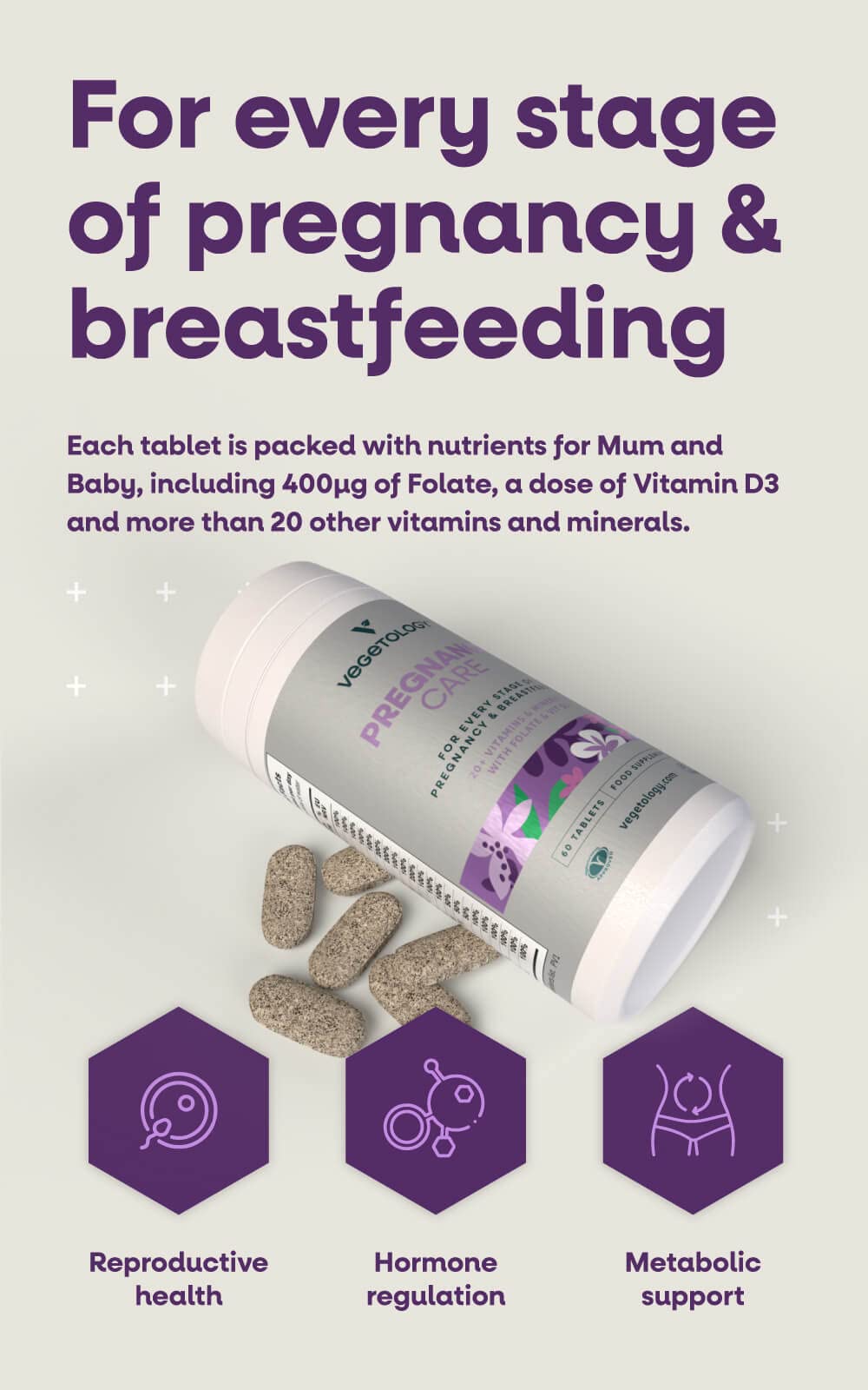 Multivitaminas VEGETOLOGY para cada etapa del embarazo