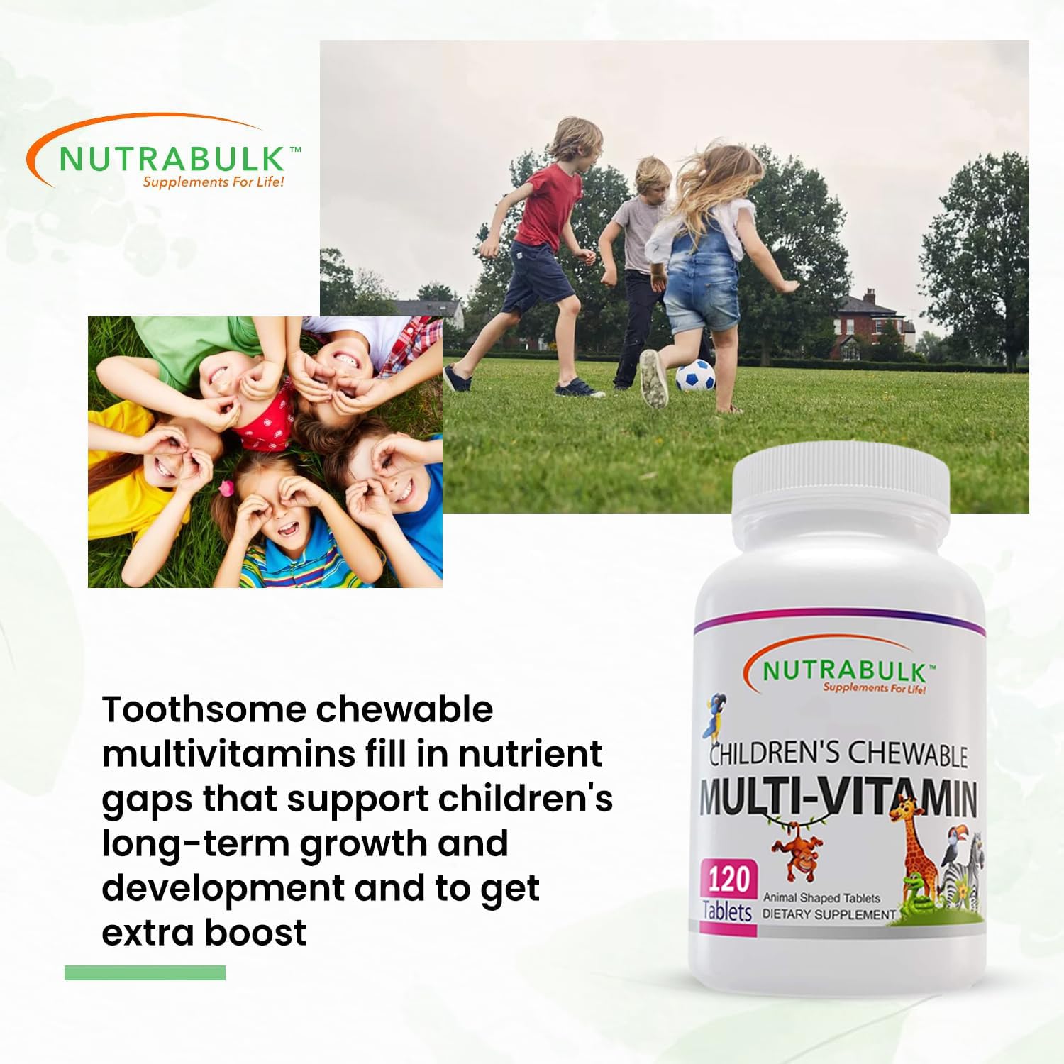 Multivitaminas con vitaminas A a B12, zinc y ácido fólico para niños
