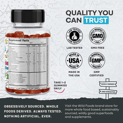 Multivitaminas Wild Foods para niños con DHA para salud cerebral
