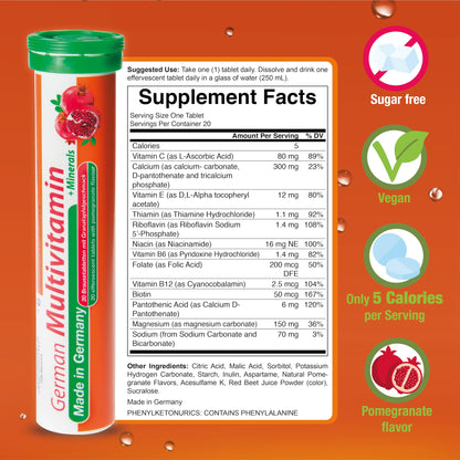 Multivitamínico alemán listado de ingredientes y sabor