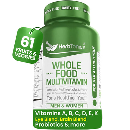 Botella de multivitamínico de alimentos completos para adultos