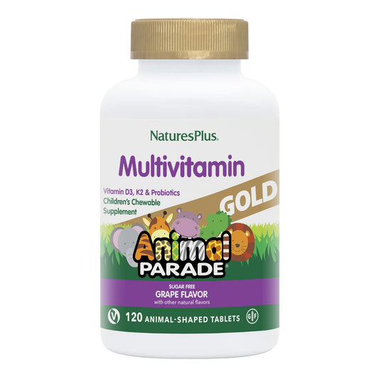 Multivitamínico Animal Parade Gold sabor uva 120 tabletas masticables