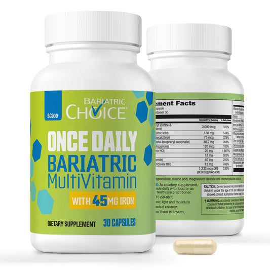 Botella de multivitamínico bariátrico con 30 cápsulas.
