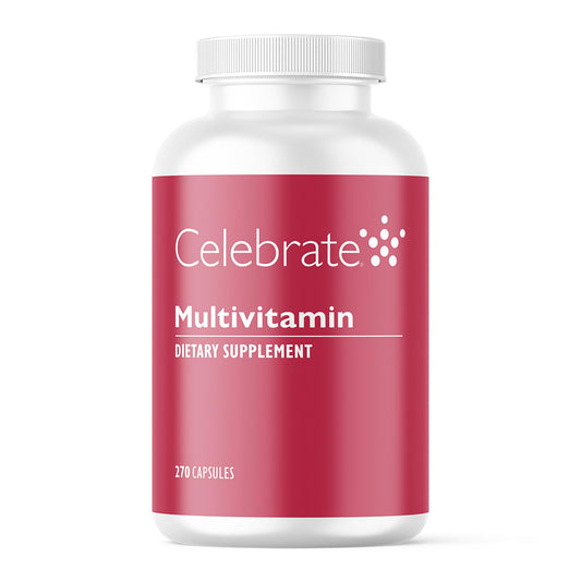 Envase de multivitamínico bariátrico sin hierro Celebrate Vitamins