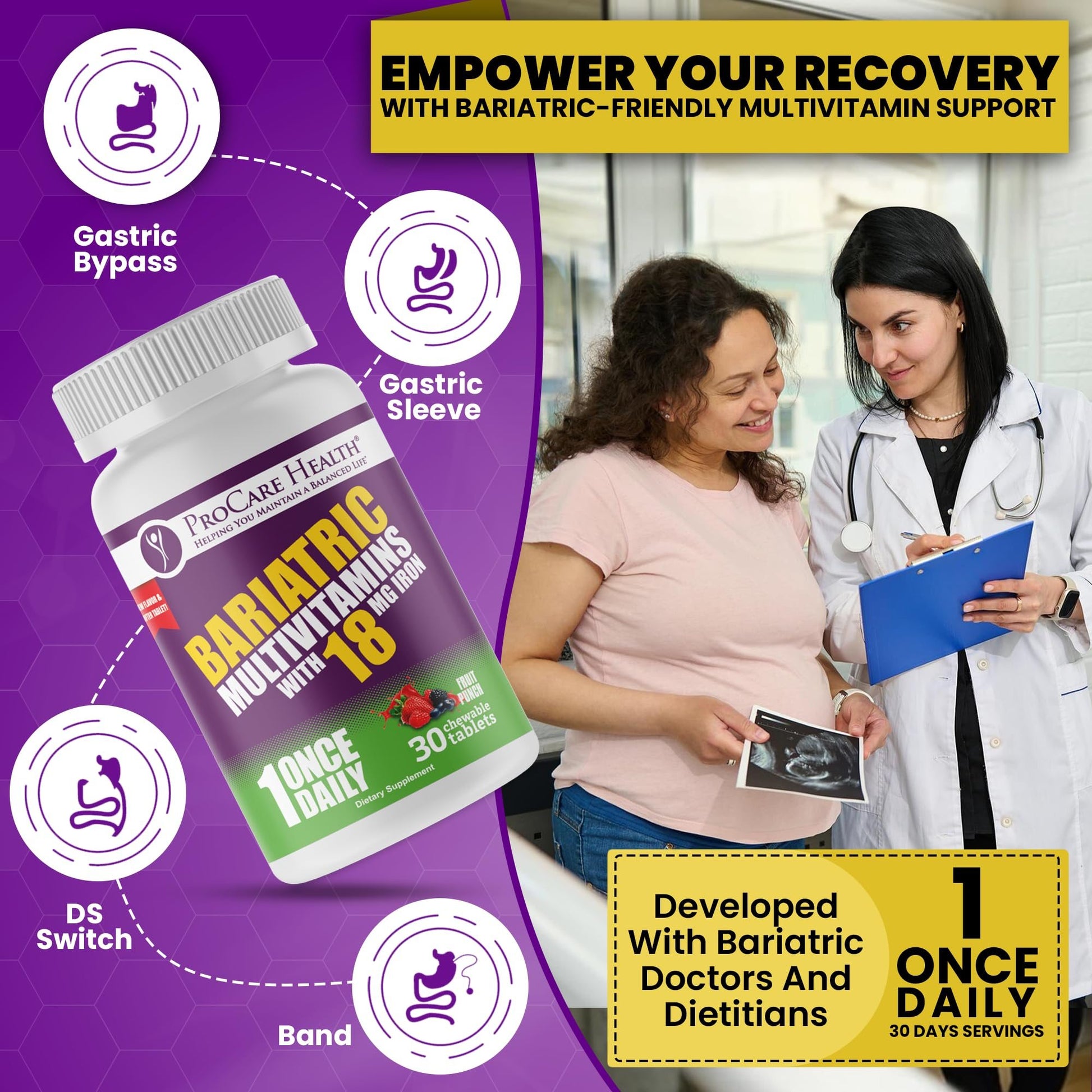 Multivitamínico bariátrico con hierro para salud bariátrica