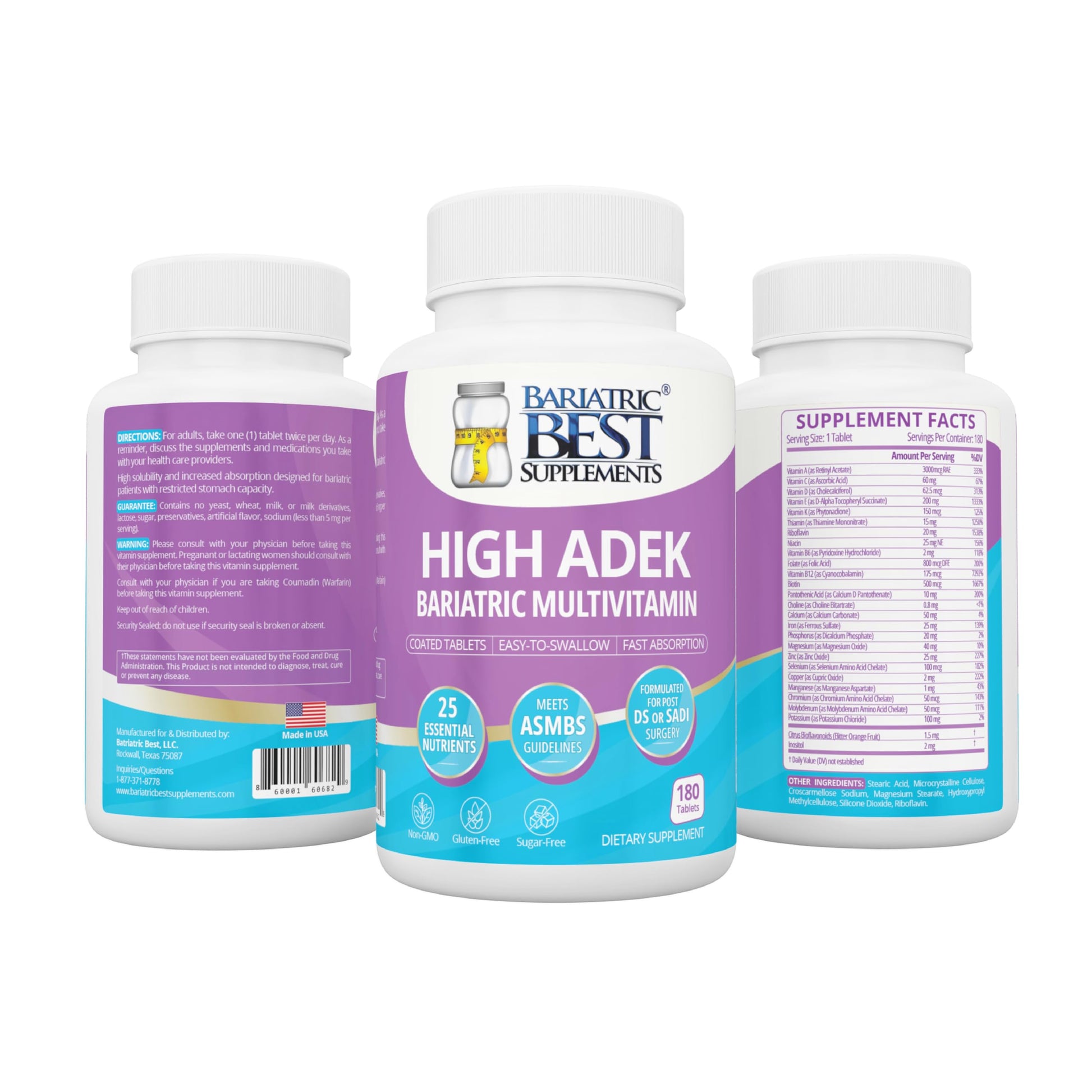 multivitamínico bariátrico high adek presentado lateralmente
