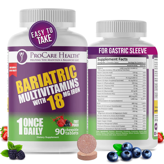multivitaminico bariátrico masticable sabor ponche de frutas con hierro