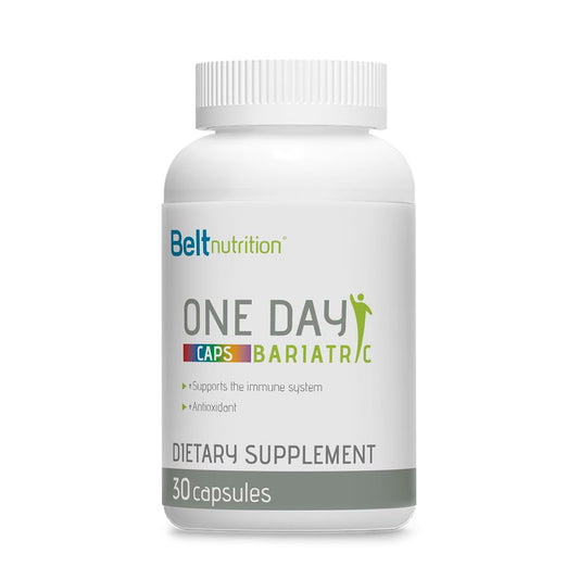 Frasco de multivitamínico bariátrico para recuperación y salud diaria.