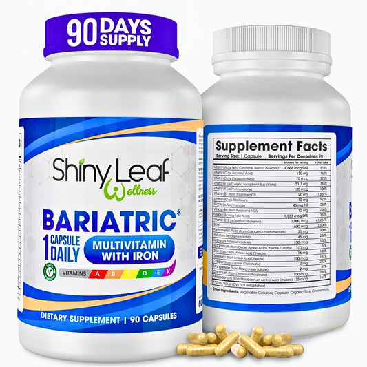 Bote de multivitamínico bariátrico Shiny Leaf con hierro