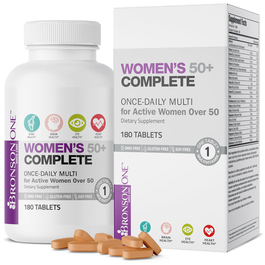 Botella de multivitamínico Bronson Daily para mujeres mayores de 50 años