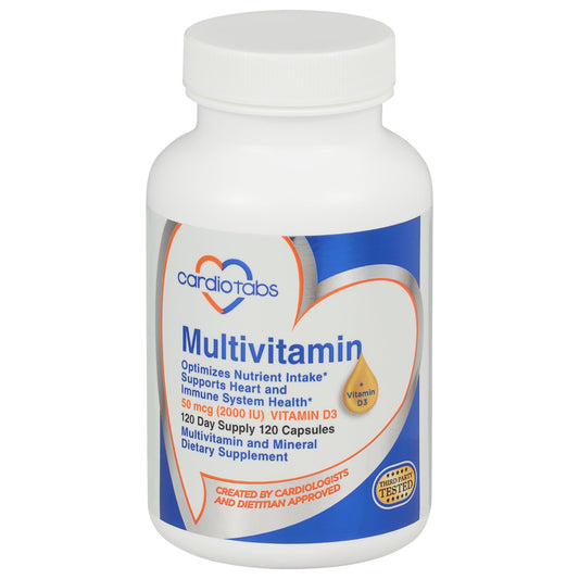 Multivitamínico Cardiotabs, apoyo para el corazón e inmunidad, 120 cápsulas.