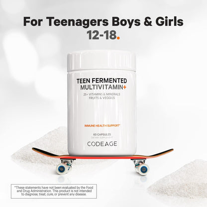 Multivitamínico Codeage para adolescentes sobre skate