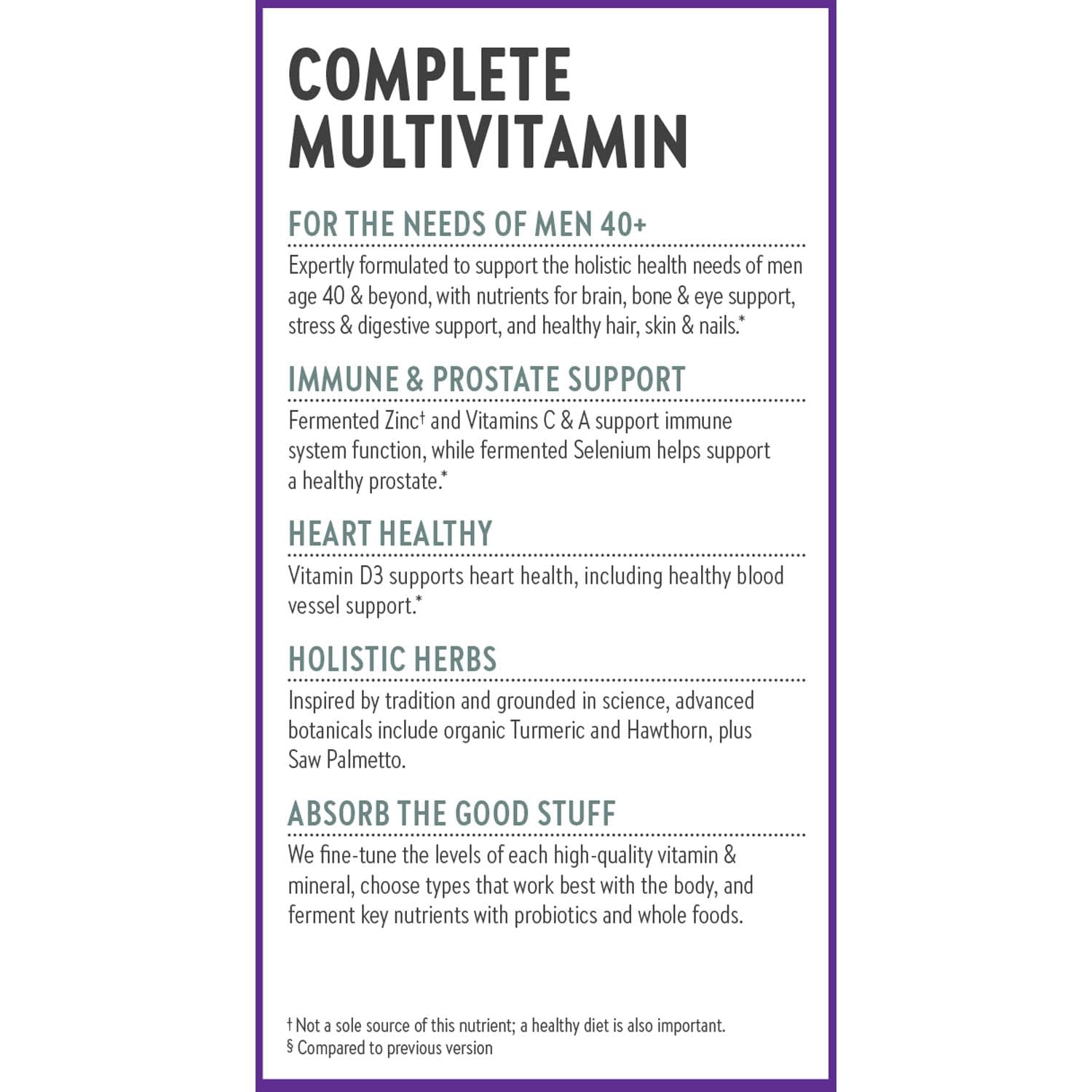 Multivitamínico completo para las necesidades de hombres 40+