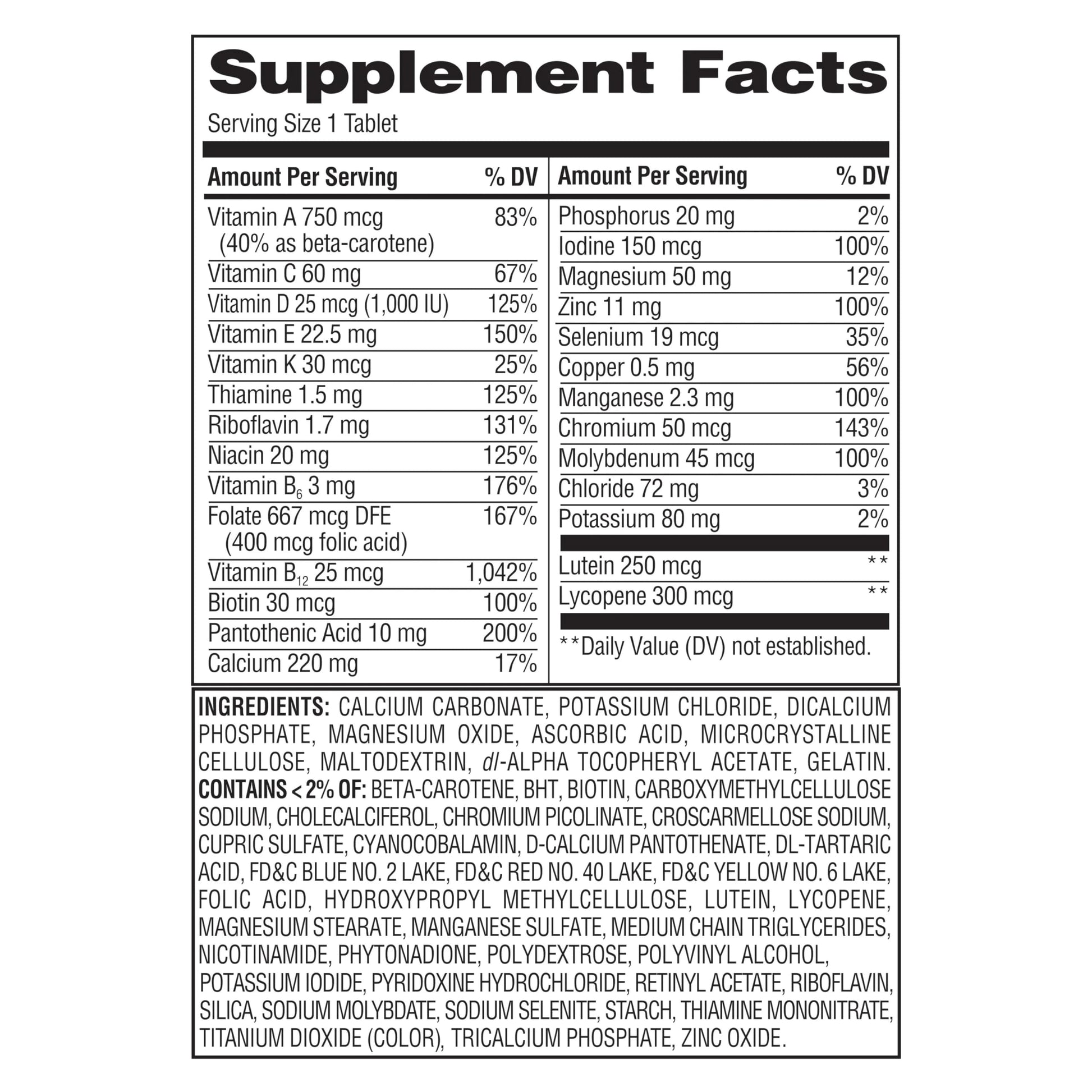 Multivitamínico Equate 50+ para energía y vitalidad
