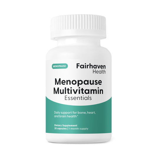 Frasco de multivitamínico Fairhaven Health para menopausia