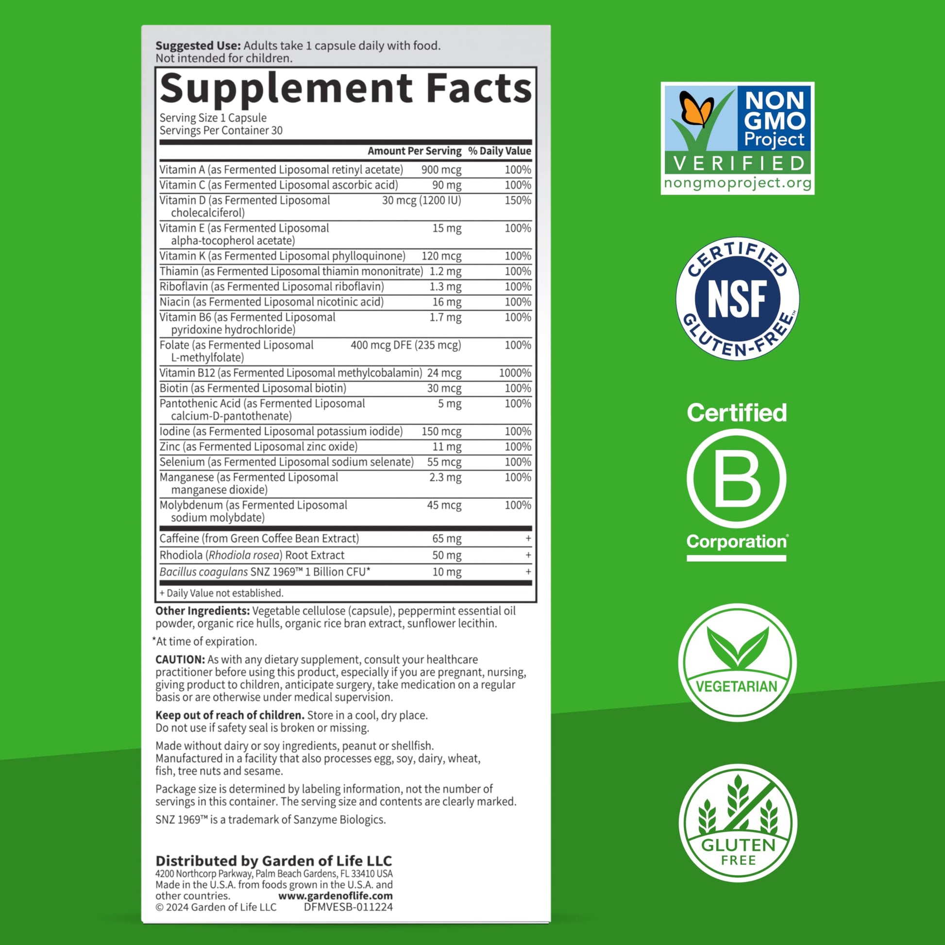 Multivitamínico Garden of Life absorción óptima de nutrientes