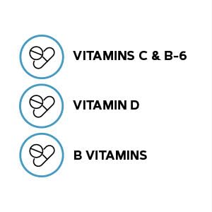 Tabla de vitaminas C, B6, D del multivitamínico GNC para adolescentes