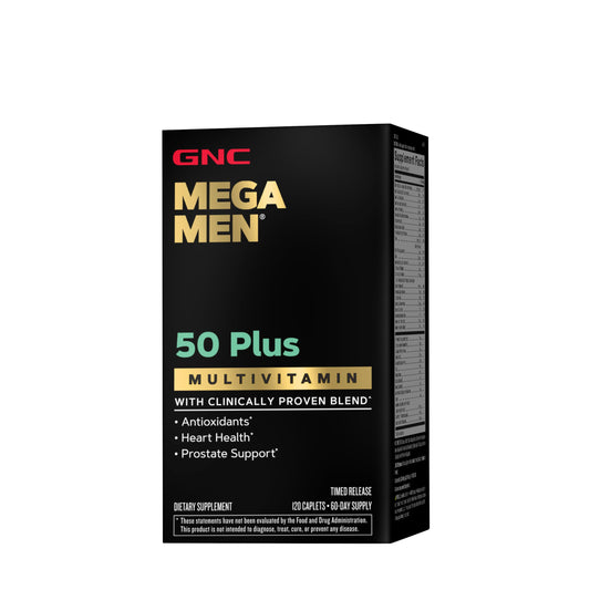 Multivitamínico GNC Mega Men 50 Plus en caja negra