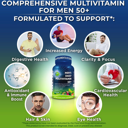 Multivitamínico para hombres 50+ completo, apoyo digestivo y visual