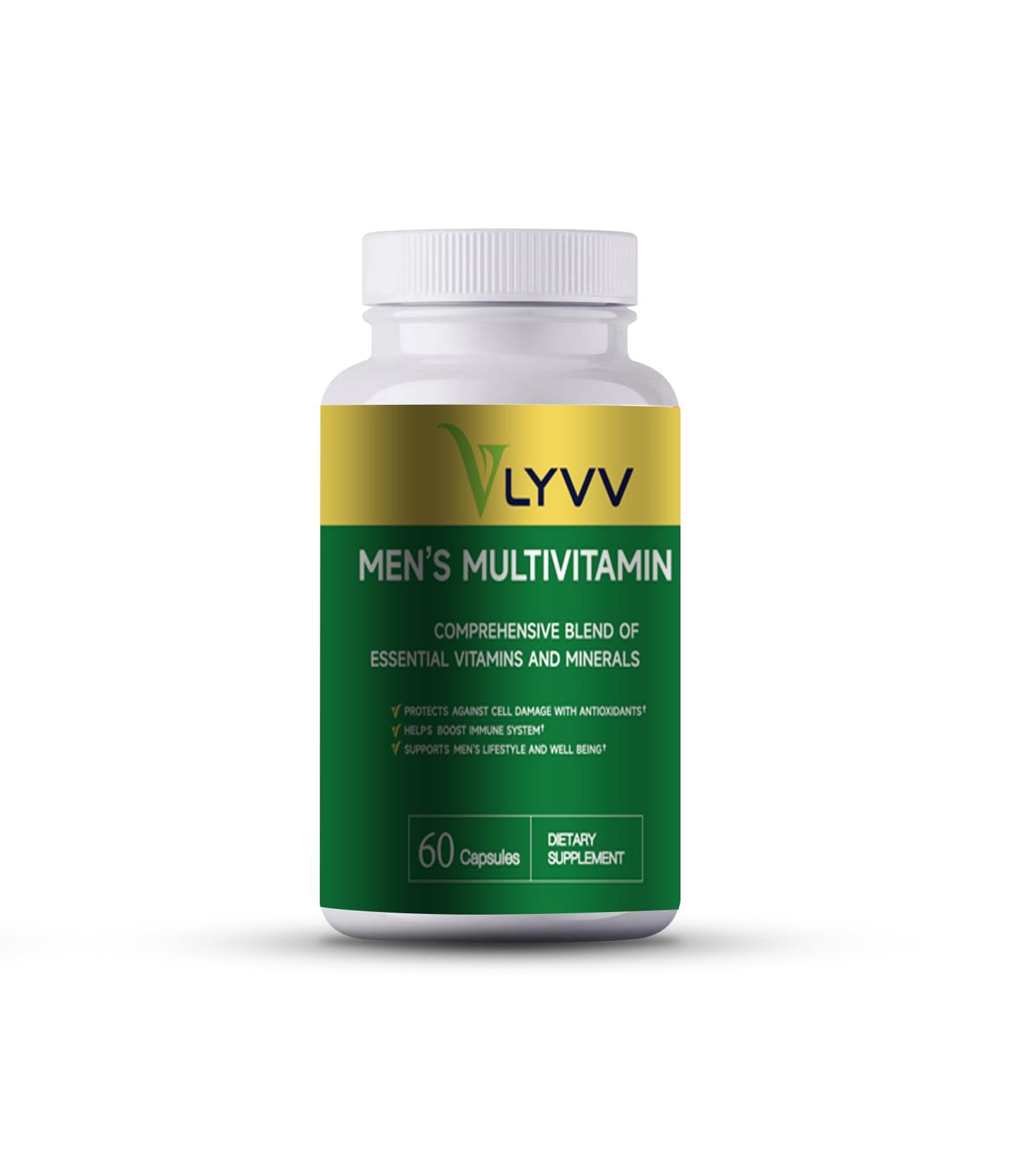 Botella de multivitamínico para hombres Lyvv con 60 cápsulas