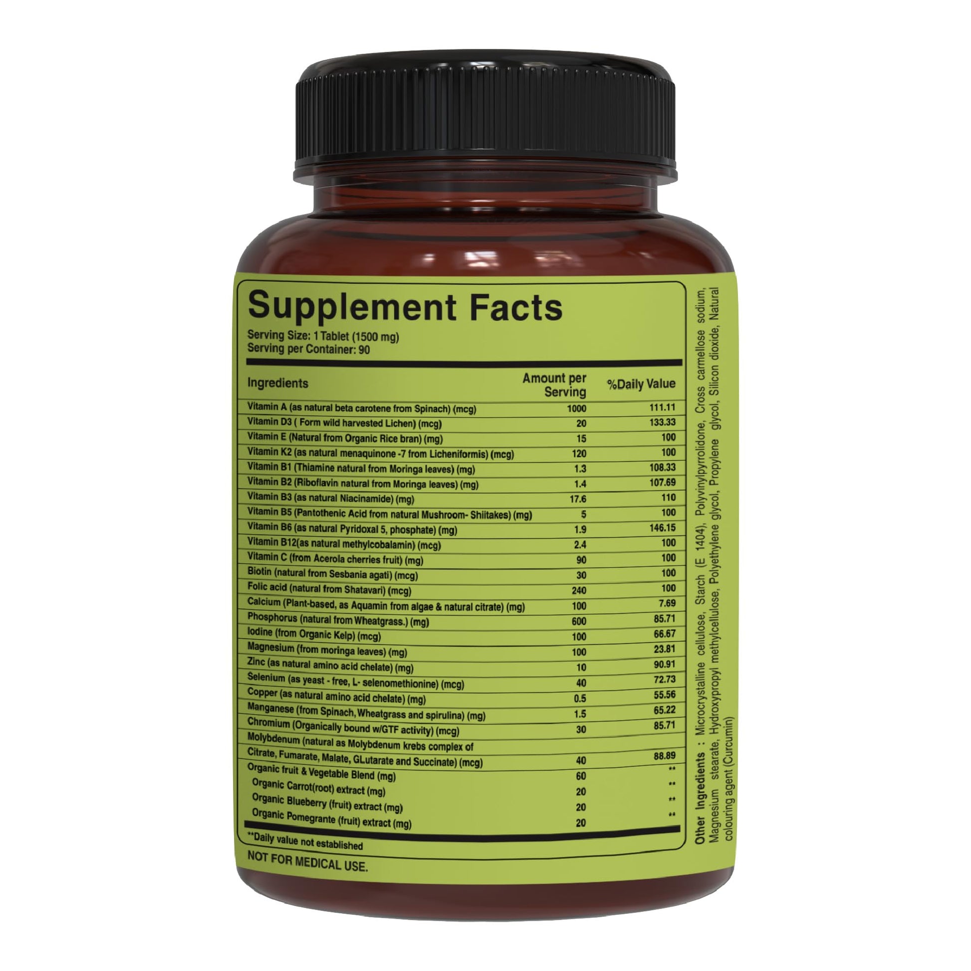 Multivitamínico con ingredientes naturales para energía y fuerza