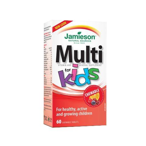 Caja del multivitamínico Jamieson para niños sabor agradable