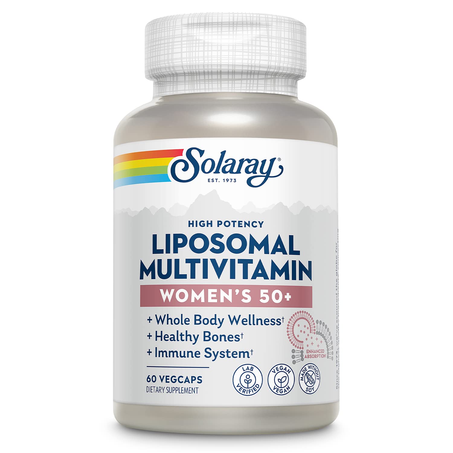 Botella de multivitamínico liposomal para mujeres mayores de 50 años