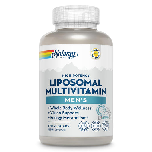 Frasco de multivitamínico liposomal Solaray para hombres