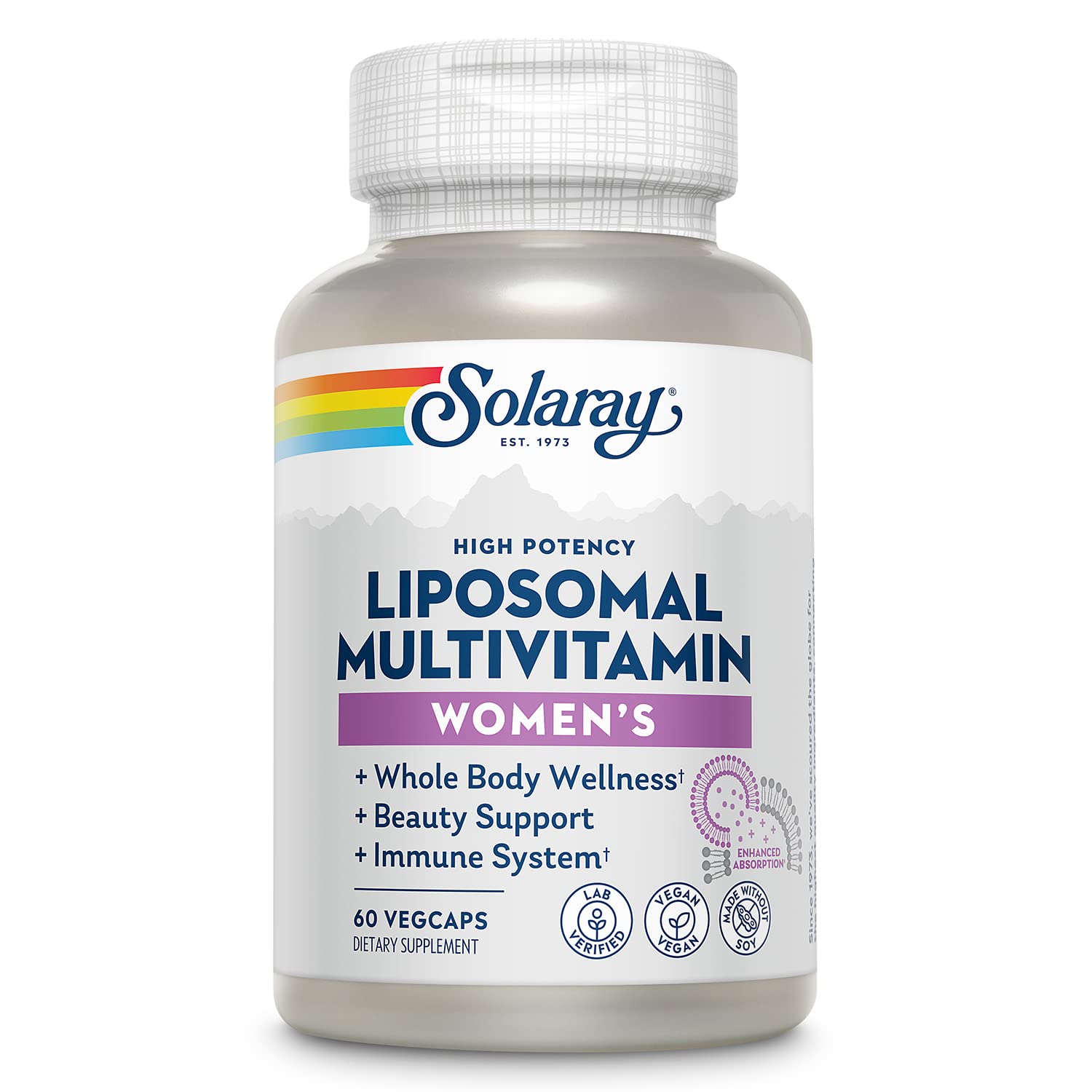 Frasco de multivitamínico liposomal SOLARAY para mujeres 60 VegCaps