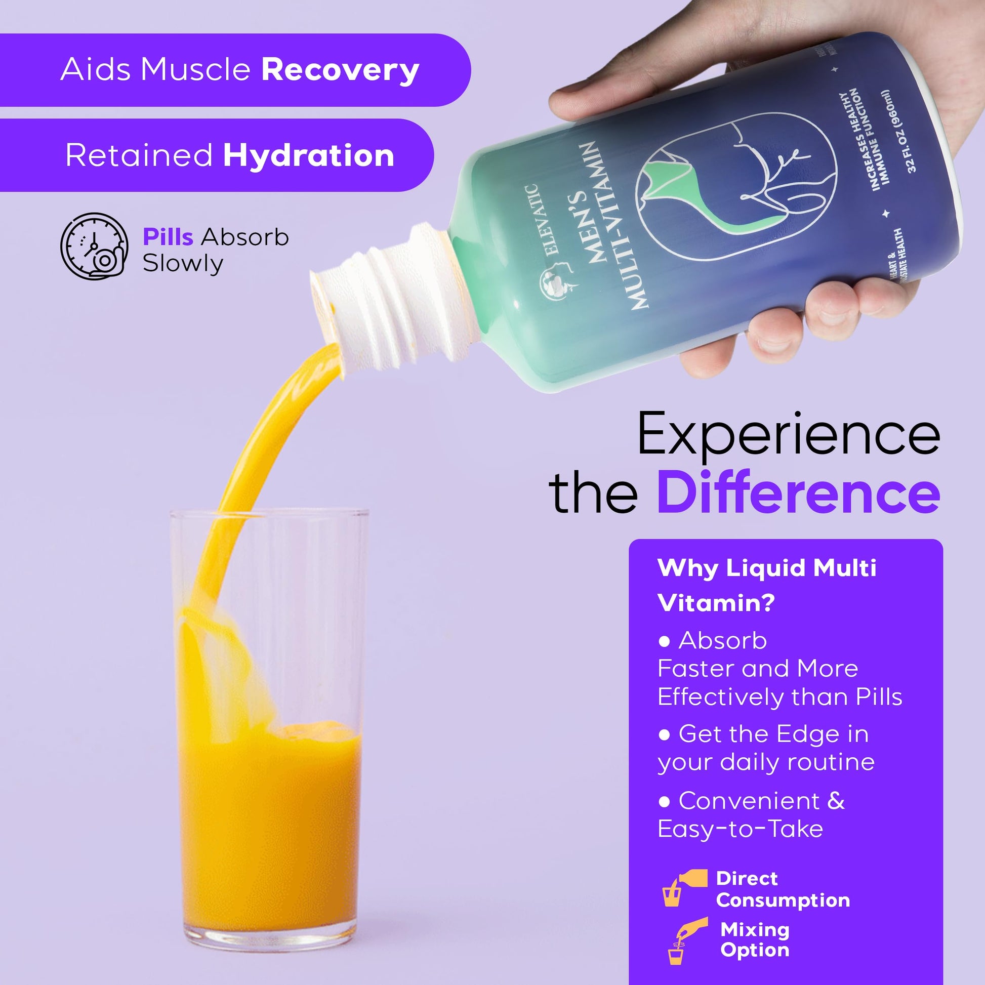 Multivitamínico líquido de Elevatic ideal para estilo de vida saludable