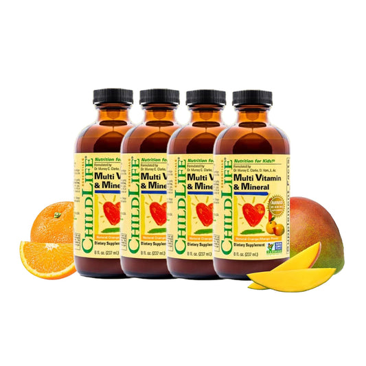 Multivitamínico líquido para niños ChildLife Essentials sabor naranja mango