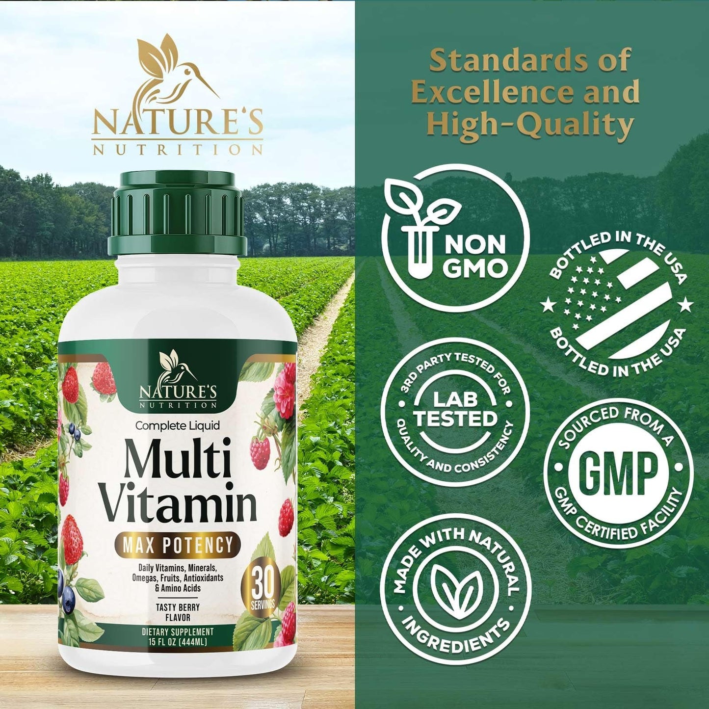 Multivitamínico líquido vegano y libre de OGM