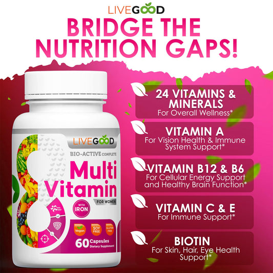 Multivitamínico LIVEGOOD con detalles sobre vitaminas incluidas