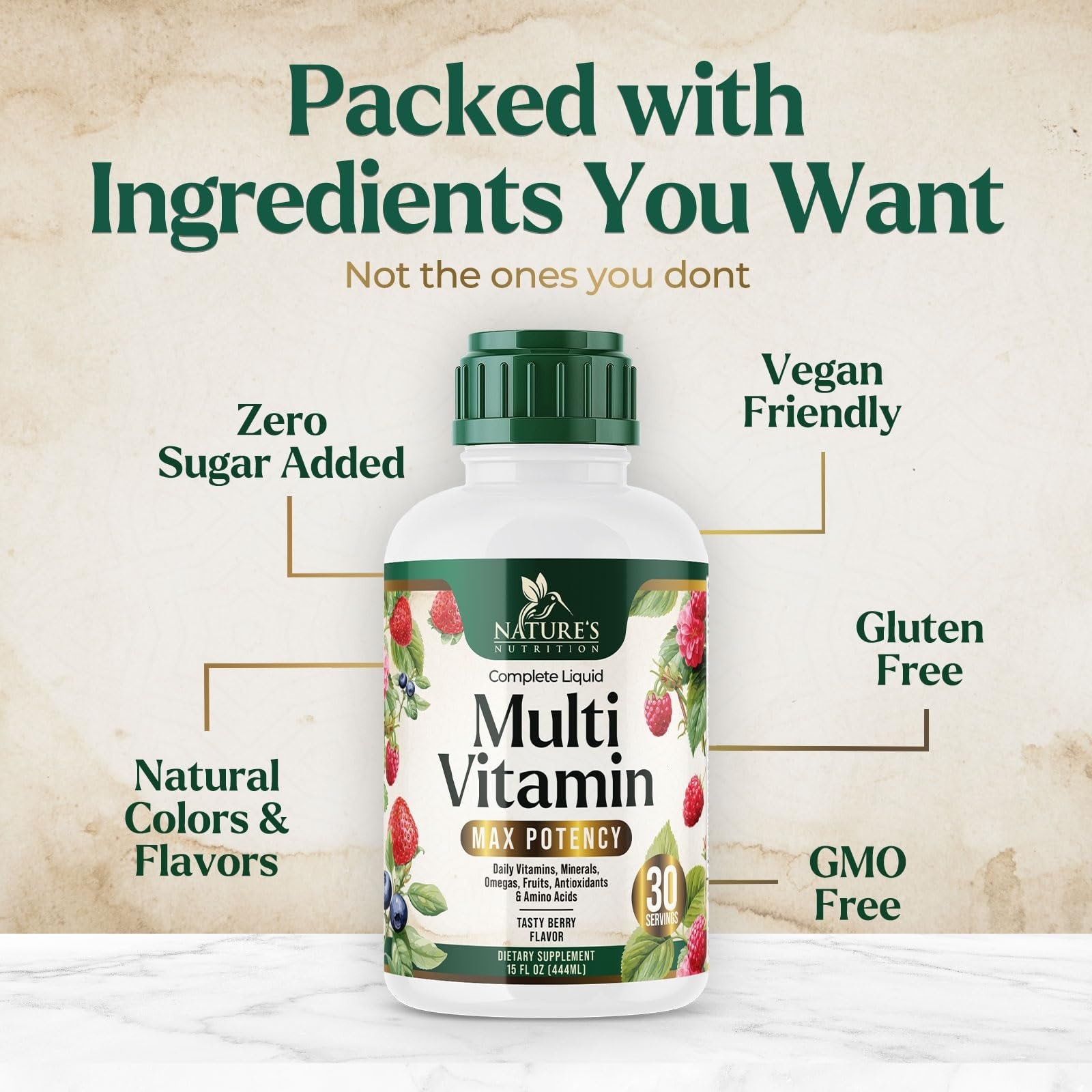 Multivitamínico con sabor a frutas del bosque