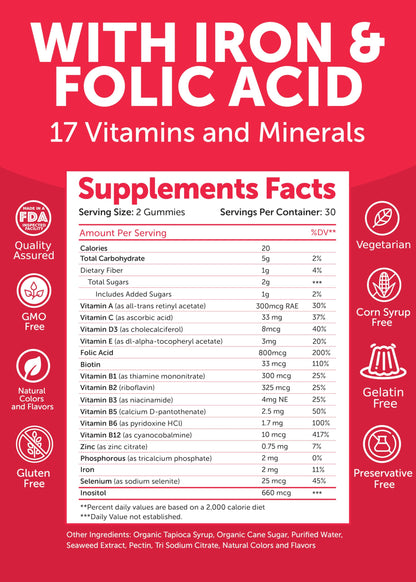 Multivitamínico Lunakai prenatal gominolas detalles ingredientes y beneficios