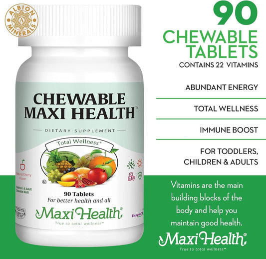 Suplemento Maxi Health para toda la familia, 90 tabletas masticables.