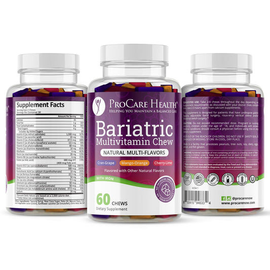 Multivitamínico masticable ProCare con tabla nutricional