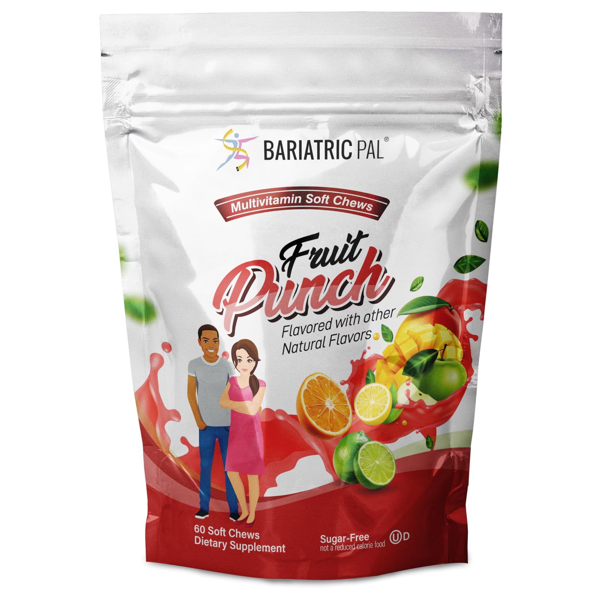 Paquete multivitamínico masticable sin hierro BariatricPal sabor fruit punch