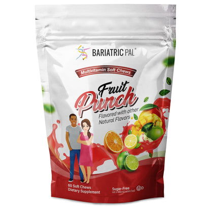 Paquete multivitamínico masticable sin hierro BariatricPal sabor fruit punch