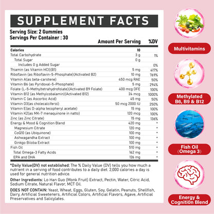 Multivitamínico metilado con complejo B y Omega 3 ZEGBALP gomitas