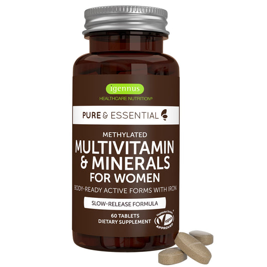 Frasco del multivitamínico metilado Igennus para mujeres