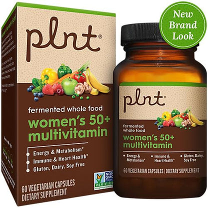 Caja y botella de multivitamínico para mujeres 50 plus