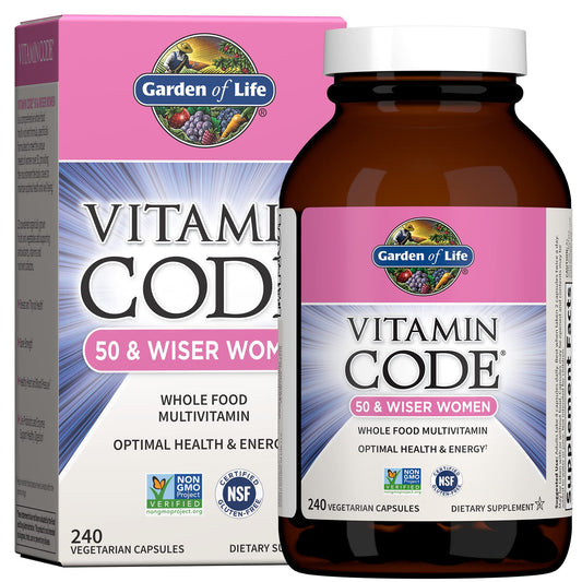 Caja y frasco de multivitamínico para mujeres 50+