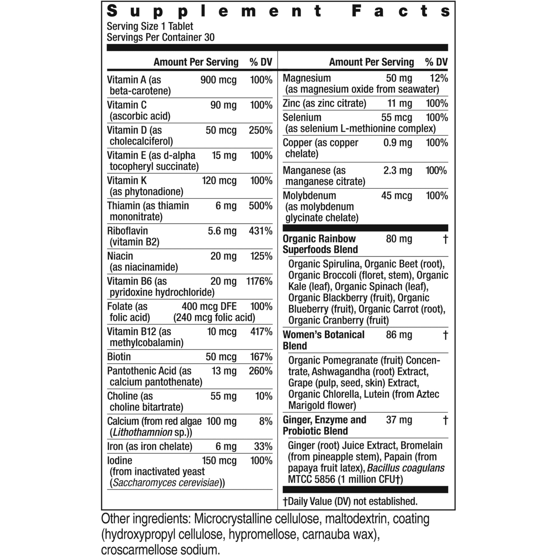 Multivitamínico mujeres Rainbow Light vitamina C biotina