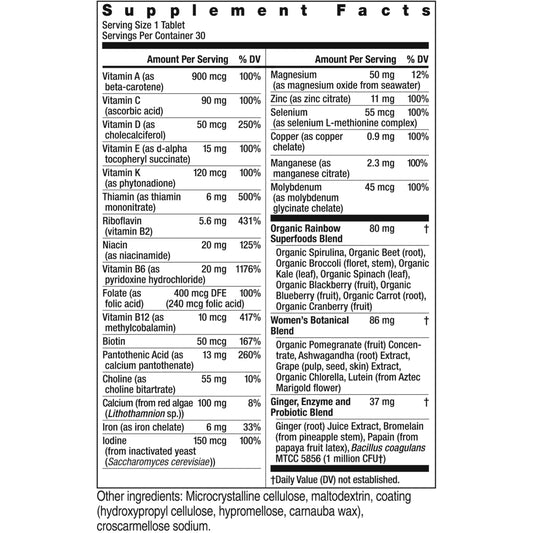 Multivitamínico mujeres Rainbow Light vitamina C biotina